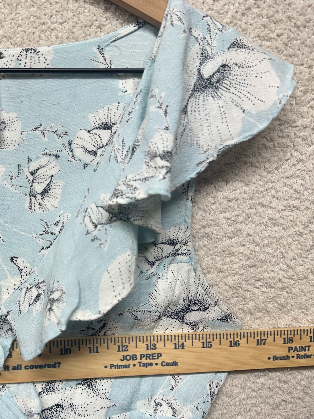 Free People Floral Wrap Dress Size S Blue Floral Ruffle Boho Mini Dress - Picture 8 of 9